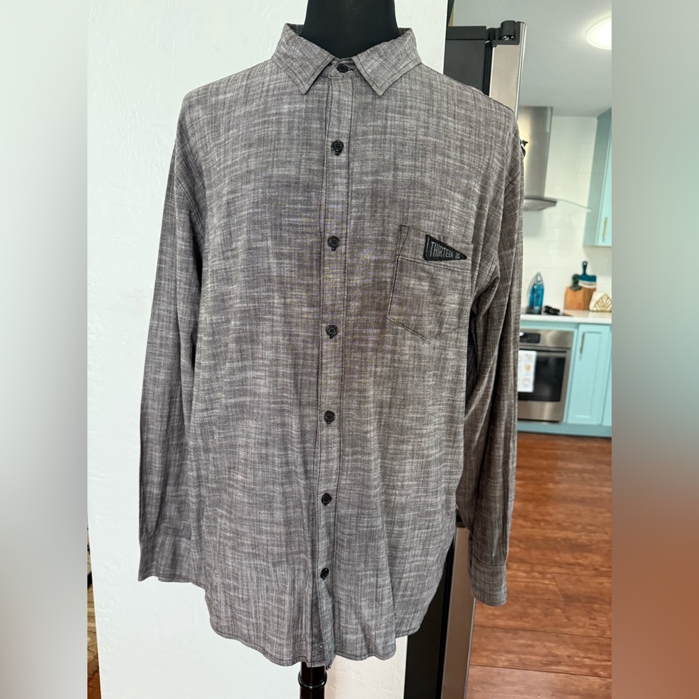 ☠️ LUCKY 13 Men's Casual Button Down Shirt - Gray